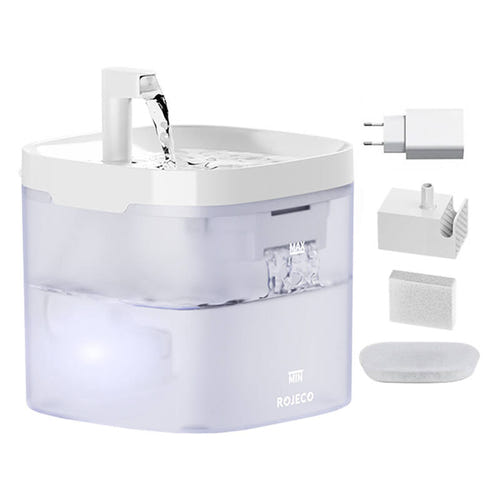 Rojeco RYSJ-12 - Fontaine à eau 1,5 l pour chien et chat : filtre à charbon actif et mousse de la fontaine