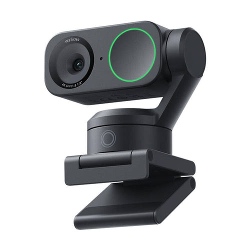 Insta360 Link 2 - Webcam 4K à nacelle 2 axes et suivi IA : webcam Insta360 Link 2 sur sa fixation magnétique