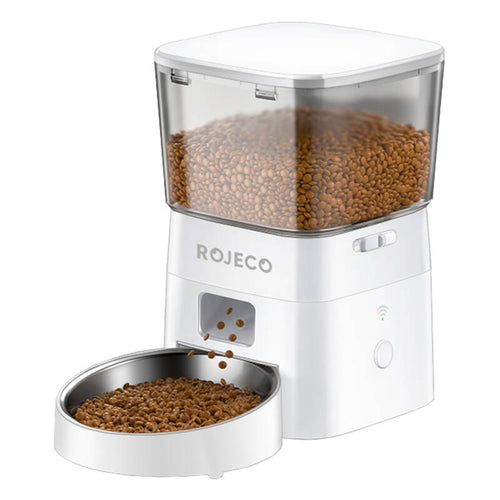 Rojeco RWSQ-12 - Distributeur de croquettes connecté 2 l Wi-Fi (blanc) : distributeur de croquettes connecté Rojeco 2 l blanc