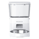 Rojeco RWSQ-12 - Distributeur de croquettes connecté 2 l Wi-Fi (blanc) : réservoir transparent et couvercle verrouillé