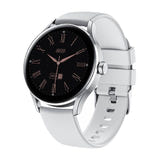 QCY Elite - Montre connectée AMOLED 1,19 pouce avec appels Bluetooth (argent) : montre connectée QCY Elite argent de face