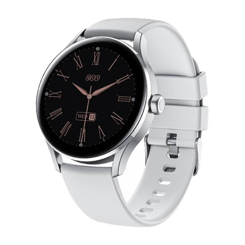 QCY Elite - Montre connectée AMOLED 1,19 pouce avec appels Bluetooth (argent) : montre connectée QCY Elite argent de face