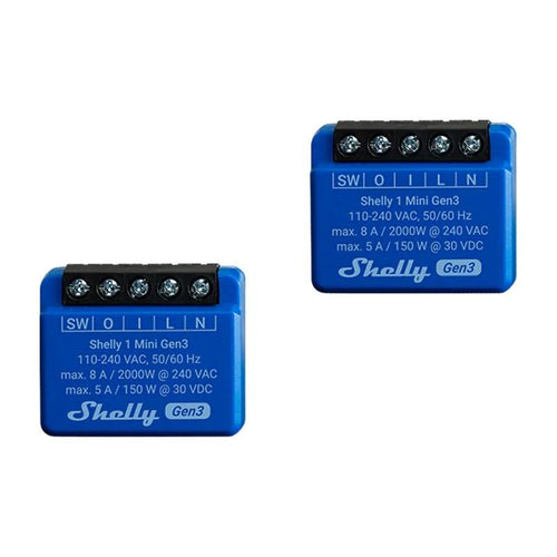 Shelly 1 Mini Gen3 - Lot de 2 micromodules relais Wi-Fi et Bluetooth : micromodule relais Shelly 1 Mini Gen3