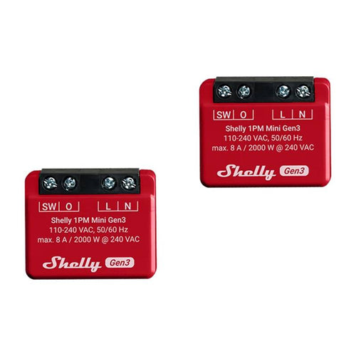 Shelly 1PM Mini Gen3 - Lot de 2 micromodules relais avec mesure de consommation : micromodule Shelly 1PM Mini Gen3 avec mesure