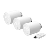 Shelly BLU TRV - Lot de 3 têtes thermostatiques connectées avec centrale : trois têtes thermostatiques Shelly BLU TRV blanches