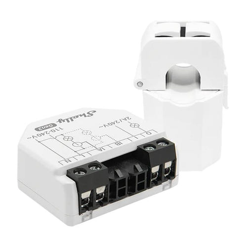 Shelly EM Gen3 - Module de mesure d'énergie Wi-Fi et Bluetooth : module de mesure Shelly EM Gen3 et son transformateur de courant