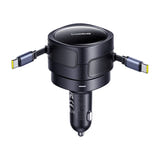 Baseus Enjoyment Max - Chargeur voiture 60 W à deux câbles USB-C rétractables (noir) : charge simultanée de deux téléphones