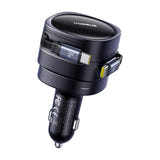 Baseus Enjoyment Max - Chargeur voiture 60 W à deux câbles USB-C rétractables (noir) : mécanisme pivotant dans la prise allume-cigare