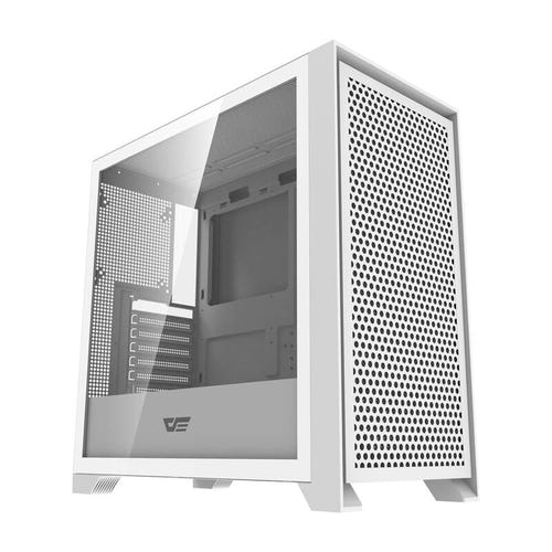 darkFlash DRX90 Mesh - Boîtier PC moyenne tour ATX (blanc) : façade en maille magnétique et ventilateurs RGB