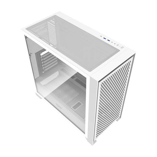 darkFlash DRX90 Mesh - Boîtier PC moyenne tour ATX (blanc) : intérieur avec panneau latéral en verre trempé