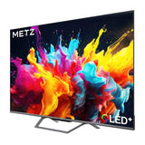 METZ 65MQE7600Z - Téléviseur QLED 4K 65 pouces Google TV : pied lame et profil du téléviseur