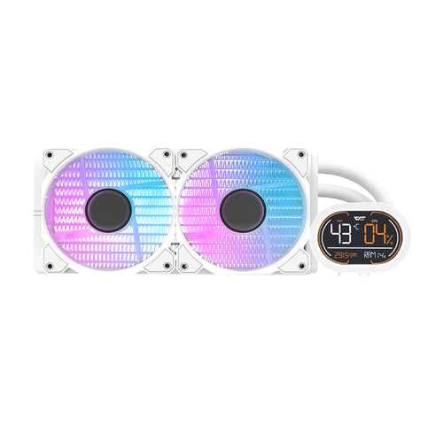 darkFlash DH240D - Refroidissement liquide 240 mm avec écran LED (blanc) : refroidissement liquide darkFlash DH240D blanc complet