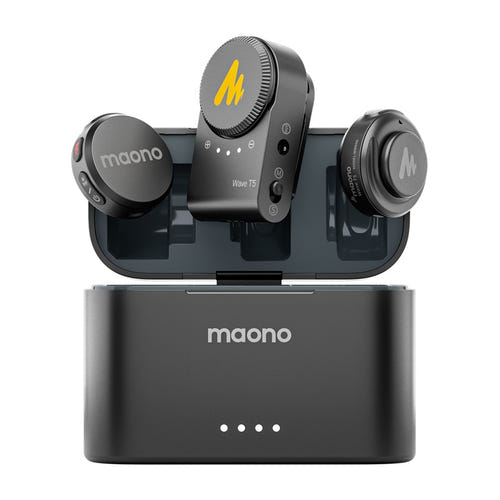 Maono WM650 A2 - Micro-cravate sans fil 2,4 GHz à deux émetteurs : récepteur monté sur une caméra