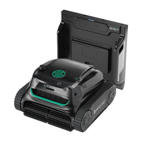 Wybot S2 Pro - Robot de piscine sans fil à station de charge sous l'eau : robot de piscine Wybot S2 Pro vu d'ensemble