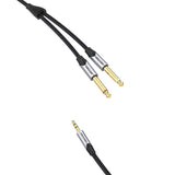 Vention BARHK - Câble audio jack 3,5 mm vers 2 jacks 6,35 mm, 8 m (gris) : tresse coton et gaine PVC du câble