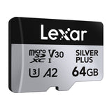 Lexar High-Performance Silver Plus - 2 cartes microSDXC 64 Go et adaptateur : cartes microSDXC Lexar en situation d'utilisation