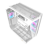 Darkflash DY470 - Boîtier PC Big Tower blanc avec 4 ventilateurs ARGB : intérieur du boîtier et support de carte graphique