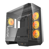 Darkflash DY470 - Boîtier PC Big Tower noir avec 4 ventilateurs ARGB : boîtier PC Darkflash DY470 noir vu de face