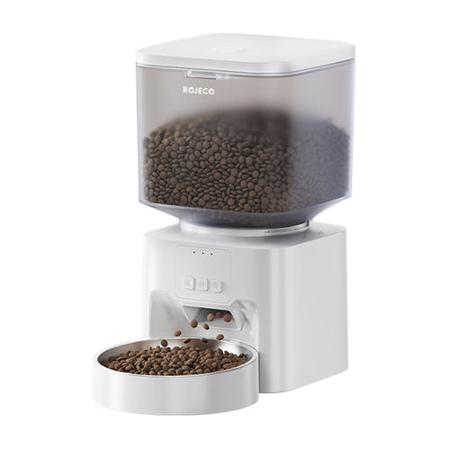 Rojeco - Distributeur de croquettes connecté 4,5 L Wi-Fi : distributeur de croquettes connecté Rojeco 4,5 L avec sa gamelle en inox