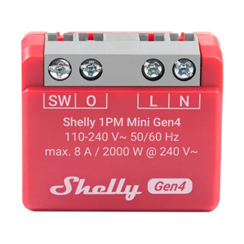 Shelly 1PM Mini Gen4 - Micromodule relais avec mesure de consommation : micromodule Shelly 1PM Mini Gen4 et ses bornes