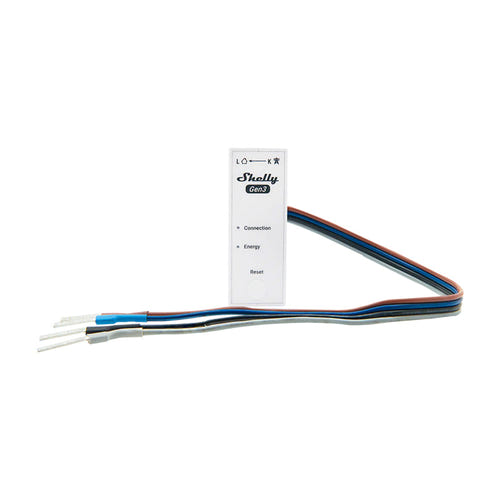 Shelly 3EM-63W Gen3 - Compteur d'énergie Wi-Fi 1/3 canaux, modèle câblé : conducteurs souples renforcés de 260 mm