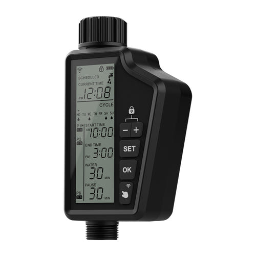 Avatto SWT60-EU - Programmateur d'arrosage Wi-Fi avec écran LCD : programmateur vissé sur un robinet de jardin