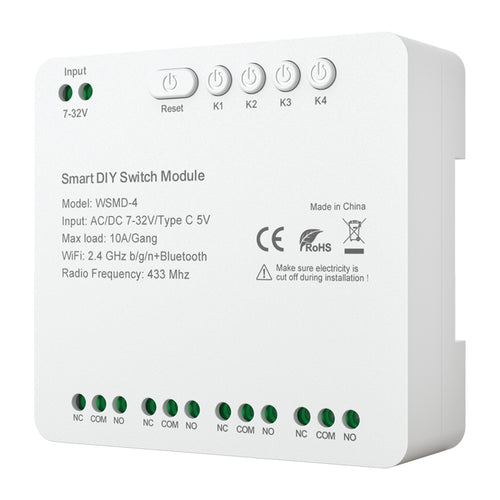 Avatto WSMD-4 32V - Module interrupteur DIY 4 canaux Wi-Fi et Bluetooth : module interrupteur DIY Avatto WSMD-4 32V à 4 canaux