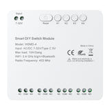 Avatto WSMD-4 32V - Module interrupteur DIY 4 canaux Wi-Fi et Bluetooth : borniers à vis et boutons de commande des canaux