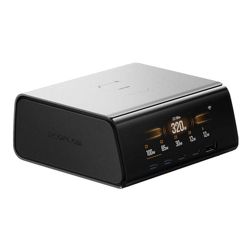 EcoFlow RAPID Pro 320W - Station de charge 4 USB-C et 1 USB-A GaN : quatre ports USB-C et un port USB-A