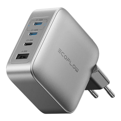 EcoFlow RAPID Pro 140W - Chargeur secteur GaN 3 USB-C et 1 USB-A : chargeur secteur EcoFlow RAPID Pro 140W et ses quatre ports