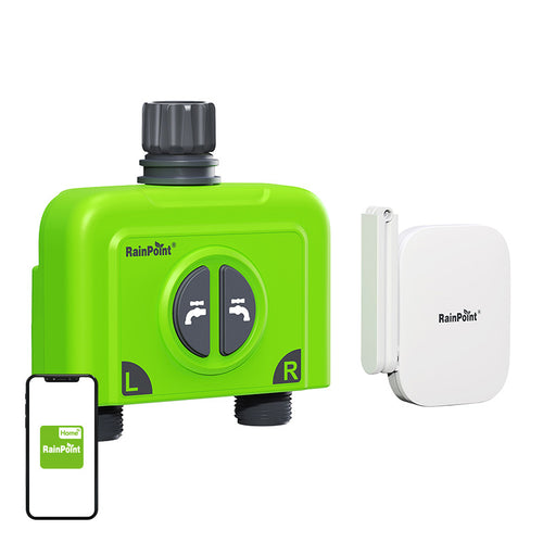 RainPoint - Programmateur d'arrosage Wi-Fi 2 zones avec passerelle : programmateur d'arrosage Wi-Fi 2 zones RainPoint et sa passerelle