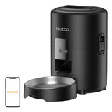 Rojeco 2 L Wi-Fi - Distributeur automatique de croquettes connecté (noir) : gamelle amovible en acier inoxydable 304