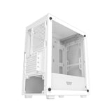 darkFlash M305 Mesh - Boîtier PC micro-ATX à façade maillée (blanc) : panneau latéral en verre trempé et intérieur du châssis