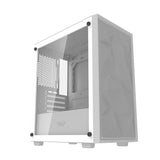 darkFlash M305 Mesh - Boîtier PC micro-ATX à façade maillée (blanc) : boîtier PC darkFlash M305 Mesh blanc vu de face