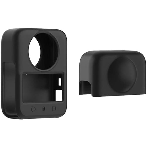 Puluz - Housse silicone et bouchon d'objectif pour DJI Osmo 360 (noir) : housse en silicone noire Puluz pour DJI Osmo 360