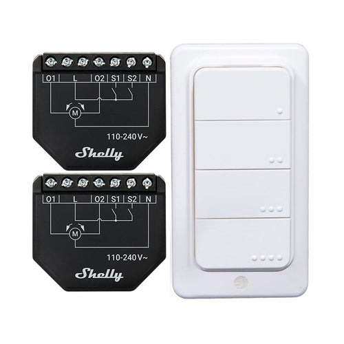 Shelly Shutter - Lot de 2 modules volets Wi-Fi et télécommande BLU RC Button 4 : modules Shelly Shutter et télécommande BLU RC Button 4