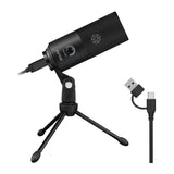Fifine K669B - Microphone USB à condensateur cardioïde (noir) : Fifine K669B monté sur son trépied
