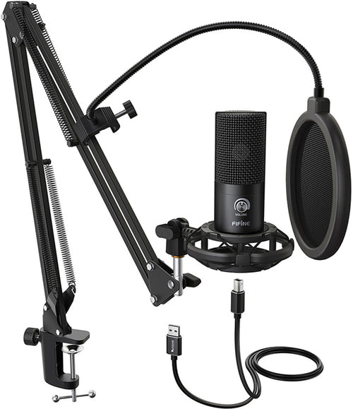 Fifine T669 - Microphone USB à condensateur avec bras articulé (noir) : étau en C du bras de microphone Fifine T669