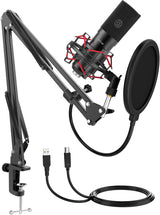 Fifine T732 - Microphone USB à condensateur avec bras et trépied (noir) : trépied de bureau du Fifine T732