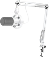 Fifine K688W - Microphone dynamique USB-C et XLR (blanc) : Fifine K688W sur un poste de travail