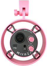 Fifine K688P - Microphone dynamique USB-C et XLR (rose) : molettes de gain et d'ecoute du Fifine K688P