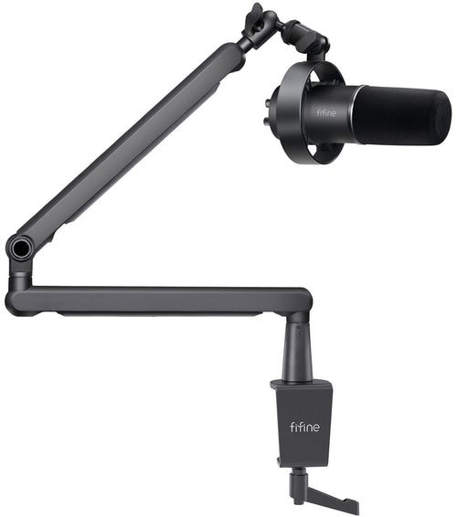 Fifine T688 - Microphone dynamique USB-C et XLR avec bras (noir) : microphone Fifine T688 noir sur son bras BM88
