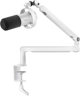 Fifine T688W - Microphone dynamique USB-C et XLR avec bras (blanc) : bras articulé métal BM88 déployé