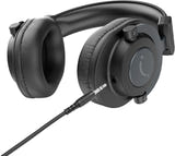 Fifine H8 - Casque studio filaire fermé 50 mm (noir) : casque H8 porté, coques fermées sur les oreilles