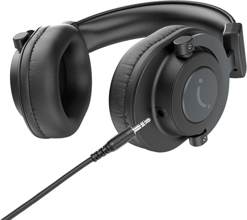 Fifine H8 - Casque studio filaire fermé 50 mm (noir) : casque H8 porté, coques fermées sur les oreilles