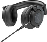 Fifine H8 - Casque studio filaire fermé 50 mm (noir) : casque H8 porté, coques fermées sur les oreilles