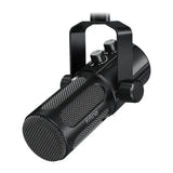 Fifine Tank6 - Microphone dynamique métal USB-C et XLR (noir) : façade de commandes du Fifine Tank6 avec témoin lumineux