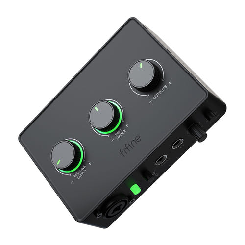 Fifine Ampli 1 - Interface audio USB-C, alimentation fantôme 48 V (noir) : interface audio Fifine Ampli 1 noire