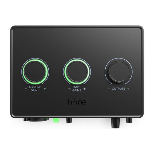 Fifine Ampli 1 - Interface audio USB-C, alimentation fantôme 48 V (noir) : entrées et sorties de l'interface Fifine Ampli 1