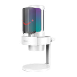 Fifine A8W - Microphone à condensateur USB-C sur pied métal (blanc) : microphone Fifine A8W blanc sur son pied métallique